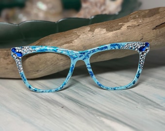 Blue Majesty Magnetic Eyewear Topper - Pair Eyewear compatible- All Frame Styles - custom hand painted