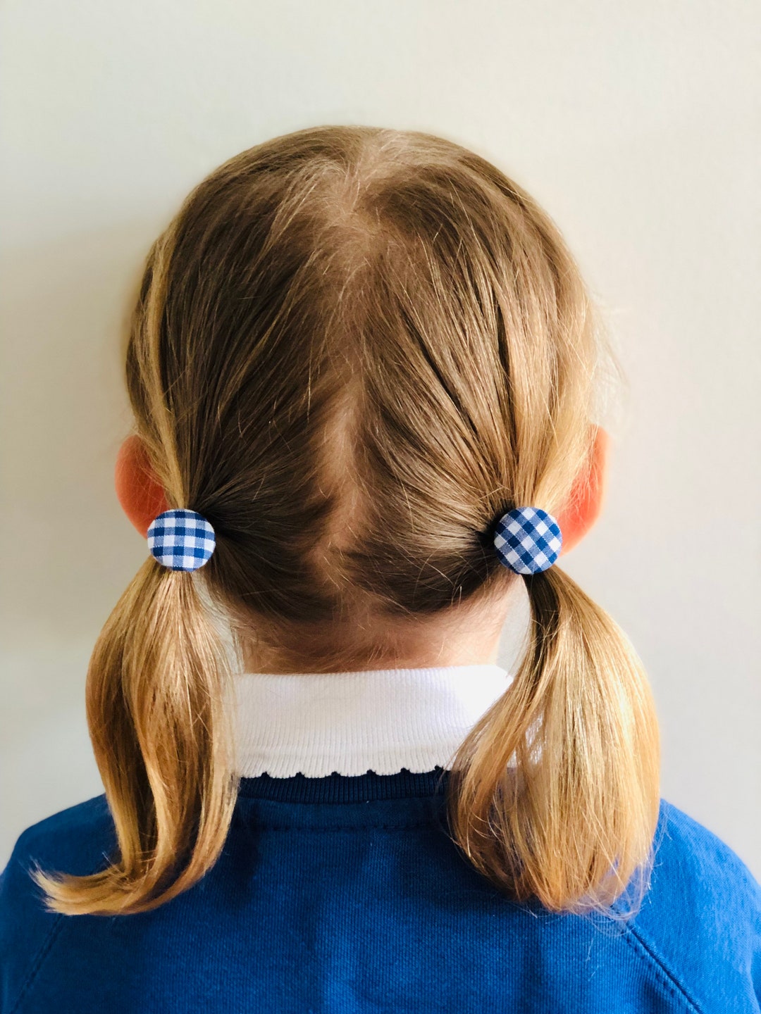 Handmade School Uniform Button Hair Bobbles - Blue, Green, Red, Yellow ...