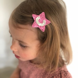 Personalised Initial Letter Star Glitter Hair Accessories Clip. Christmas Gift