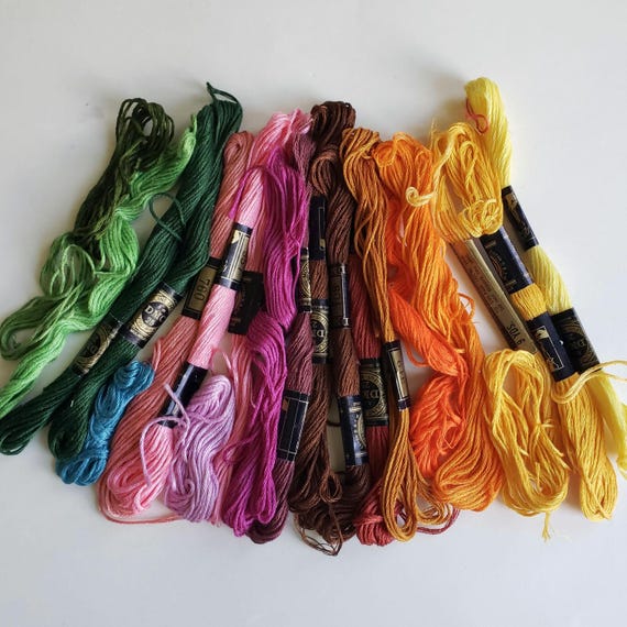 DMC Vintage Bundle Embroidery Floss, Six Strands Cotton Threds, Cross-Stitching Lot of 17