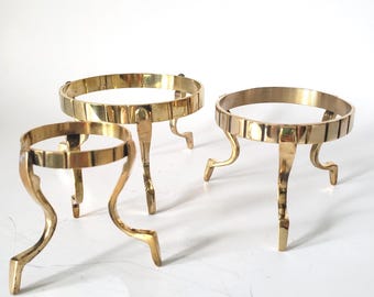 Brass Crystal Stand | 3 Legged Sphere Holder | Heavy Geode Riser Pedestal | Ostrich Emu Egg Base