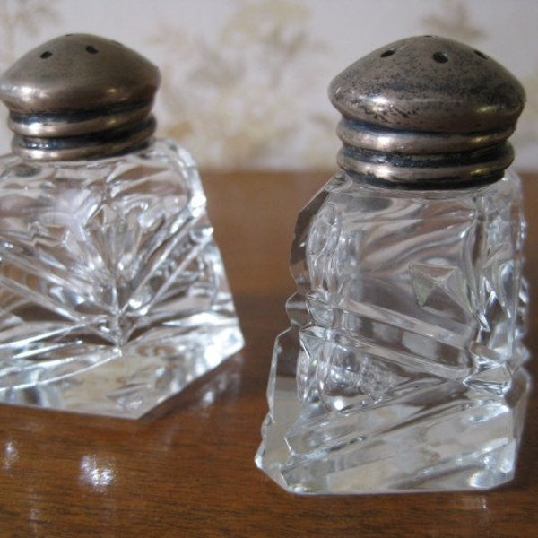 Vintage MINI Crystal Salt and Pepper shakers
