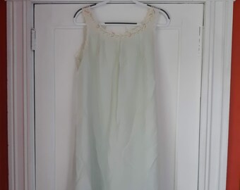 VINTAGE Pale Blue Nightgown Lace Straps Blue Lingerie M/L Abstract Colorful Floral Accents