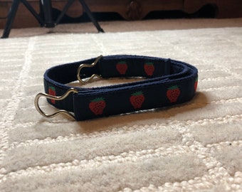 Vintage 80s Woman’s or Girls Belt One Size Blue Red Strawberries Adjustable