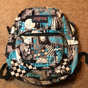 Vintage Jansport Mens/boys Backpack Blue Black Grey White Vinyl Abstract  Front Pouch Zipper Adjustable Straps Logo - Etsy