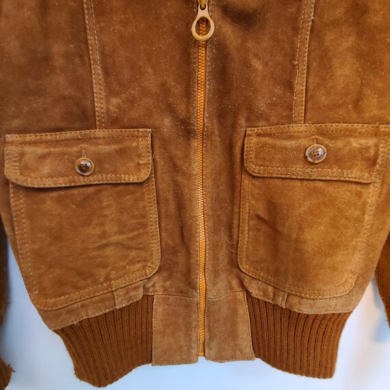 オ*ジ様 80s short suede leather Harrington Vintage 80s Women's Mens Unisex Esquire Suede Leather/knit
