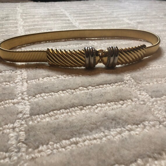 Vintage 80s Womans Belt Gold and Silver Metal Clasp Solid  display picture 1