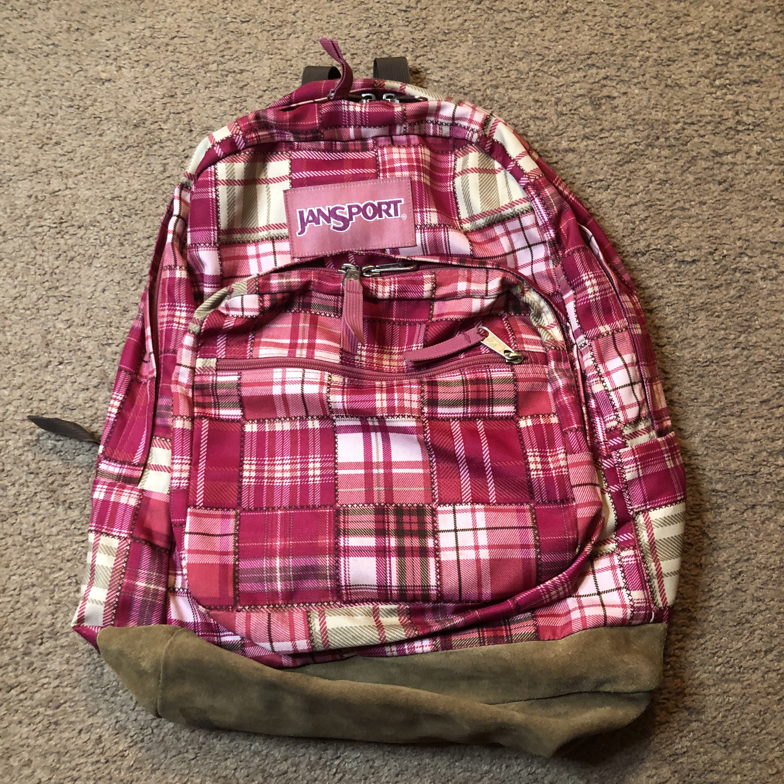 Vintage Jansport Womans Girls Backpack L Pink White Brown Vinyl Plaid Suede  Leather Bottom Key Holder Adjustable Straps - Etsy