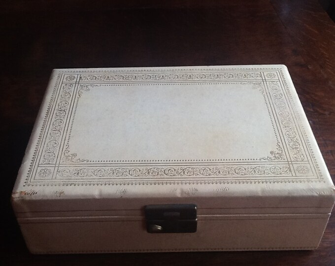 Vintage Ivory JEWELRY BOX Thorens Switzerland Blue Velvet Etsy