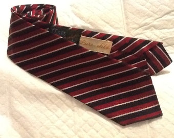 Vintage Diagonal Striped Skinny Tie Red and Sage Green