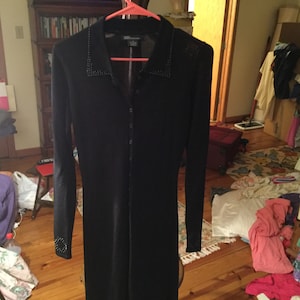 Vintage GUESS Maxi Dress S Knit Beaded Black Hong Kong