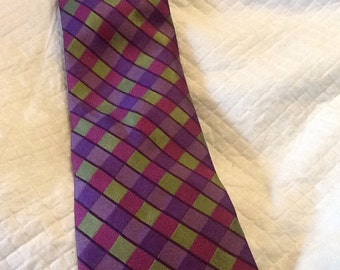 Vintage NICOLE MILLER Tie Nicole Miller New York Tie Diagonal Stripes Purple Pink Green