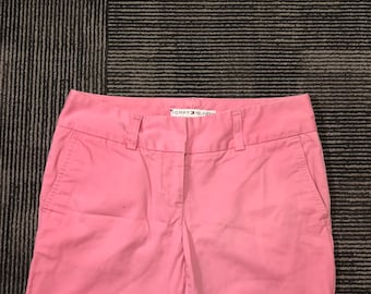 Vintage Tommy Hilfiger Womans Capri Pants 2 Pink Bangladesh Cotton Solid Pockets Skinny