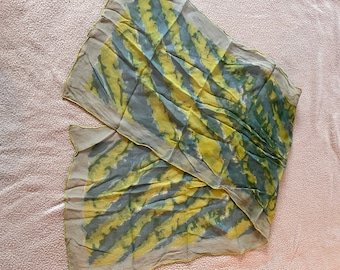 Vintage Vera Scarf Vera Neumann Scarf Verasheer Rectangle Blue Green Yellow Handrolled Edges Silk