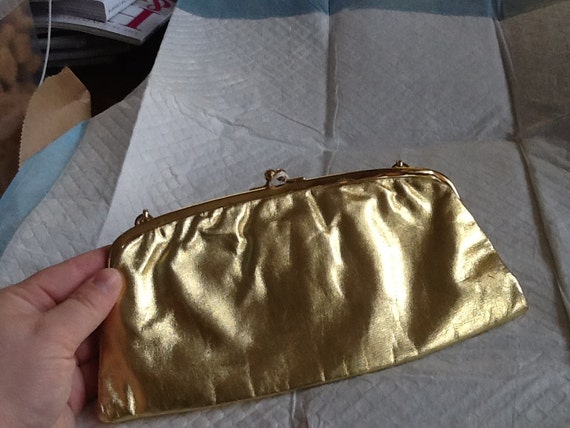 Vintage PRINCESS STYLE Gold Lame Evening Bag Prin… - image 4