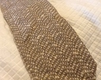 Vintage AMHERST and BROCK Tie Herring-bone Knit Tie Taupe and Off White