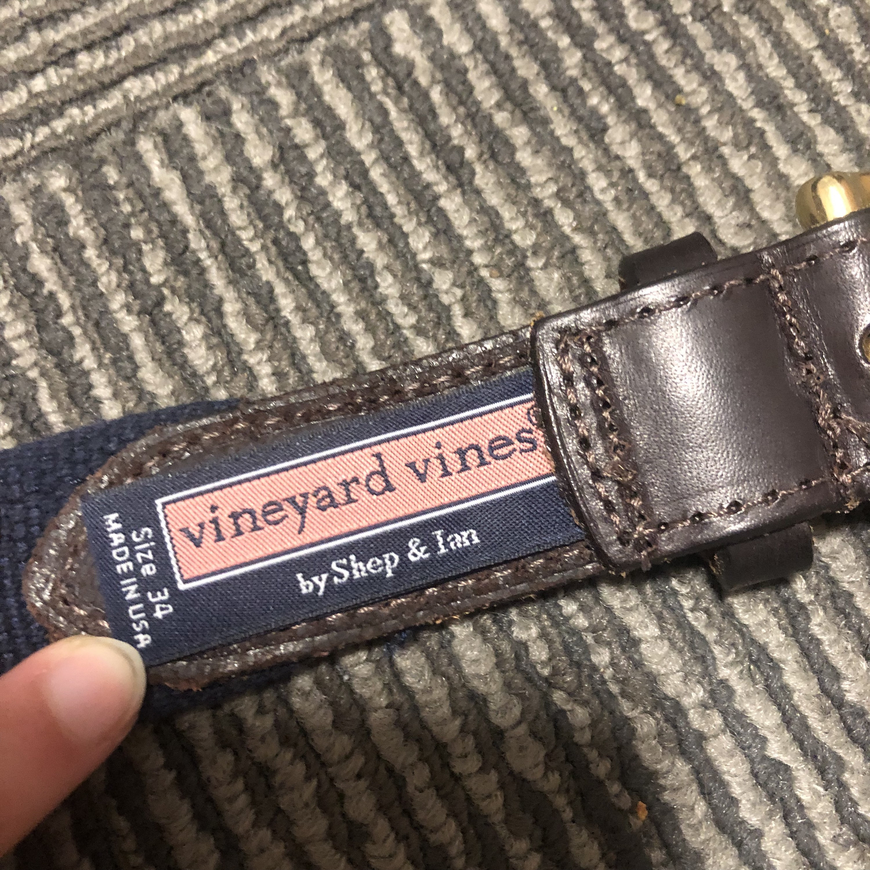 Vintage Vineyard Vines Mens Belt 34 USA Labrador Dogs Brass 