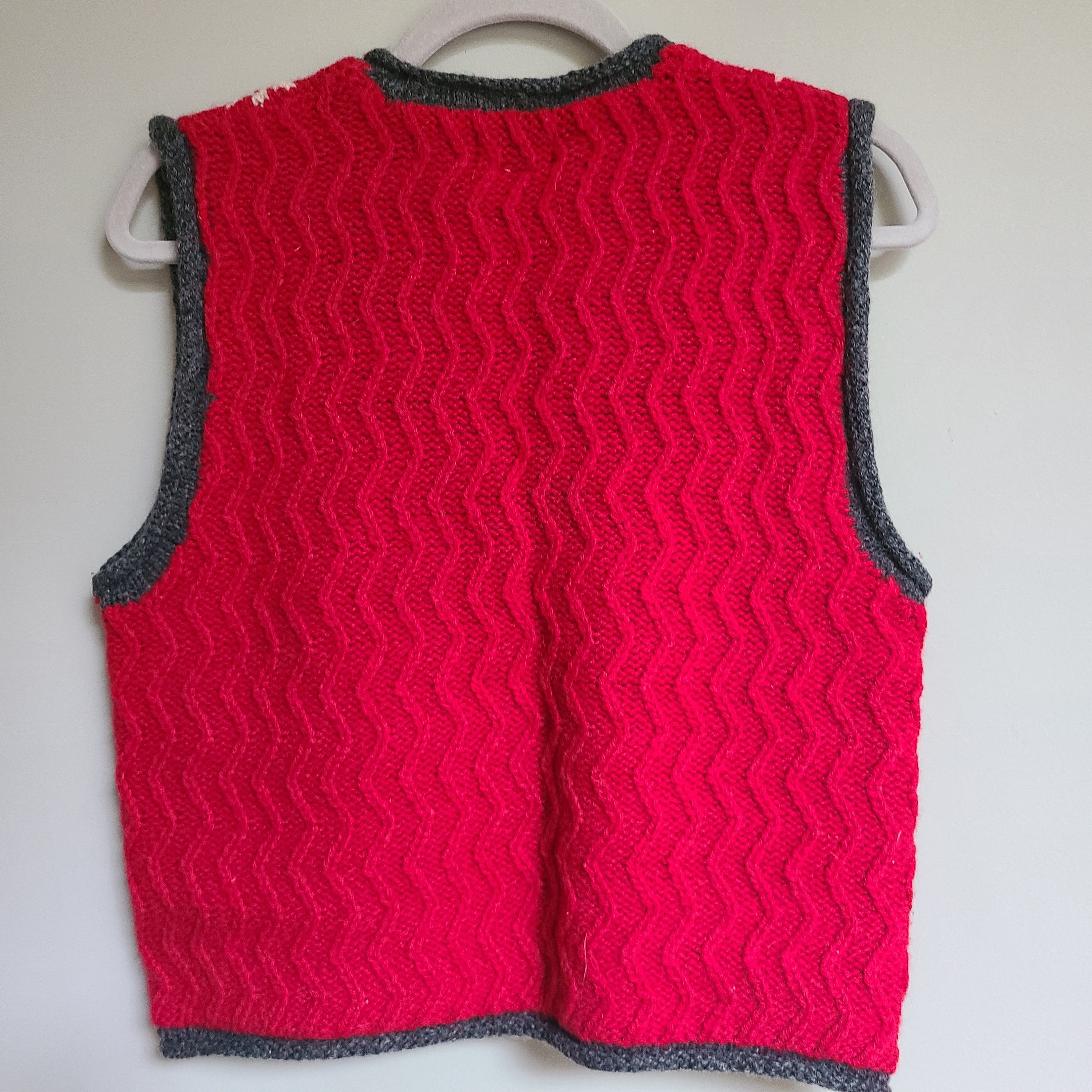 Vintage Women's Limited Handknit Sleeveless Button up Vest Wool