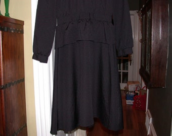 Abito nero vintage Coco Petites California con collo alto S