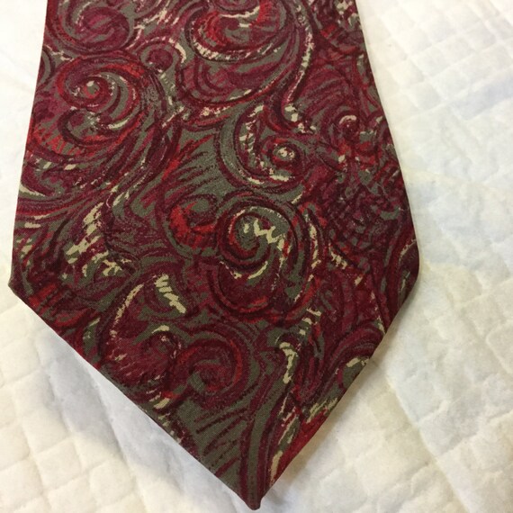 Vintage CHLOE Tie Silk Tie Swirl Design Pink, Red… - image 4