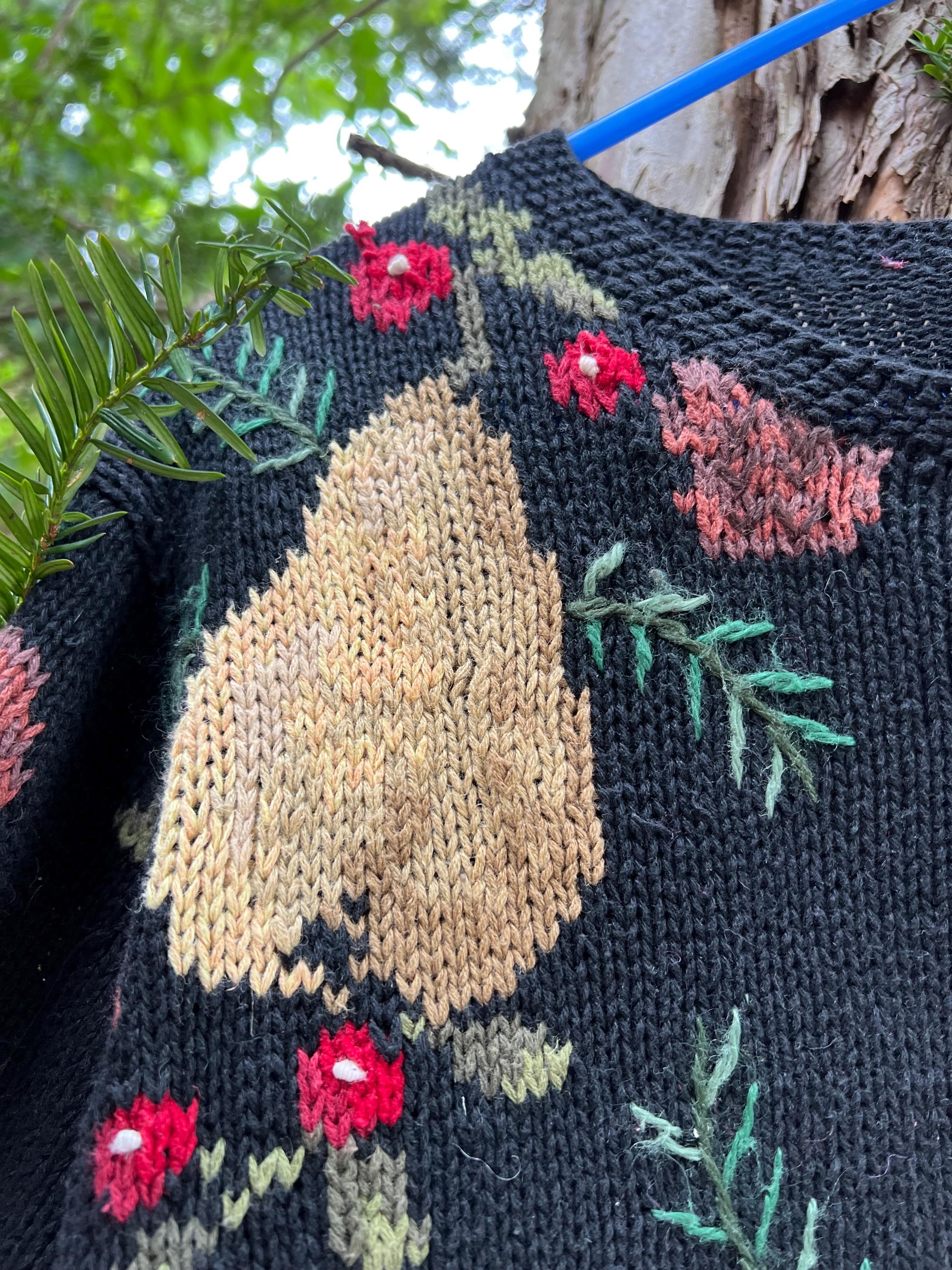 Vintage 90s Talbots Sweater S Hand Knit Fall Swester Pears Flowers