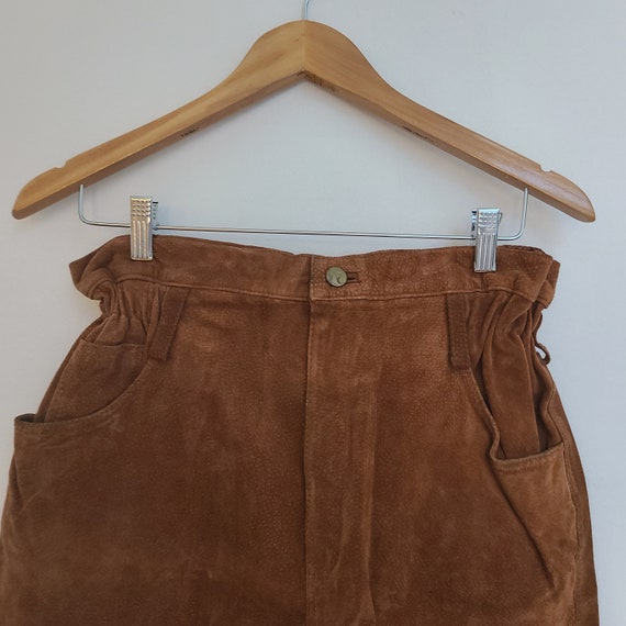 Vintage 90s Women's Don't Stop Tan Suede Leather … - image 5