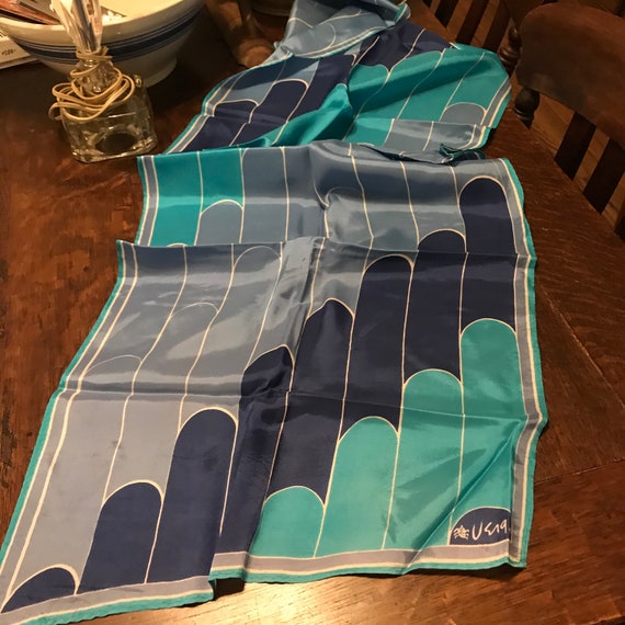 Vintage VERA Scarf VERA Neumann Scarf Aqua Blue Gr