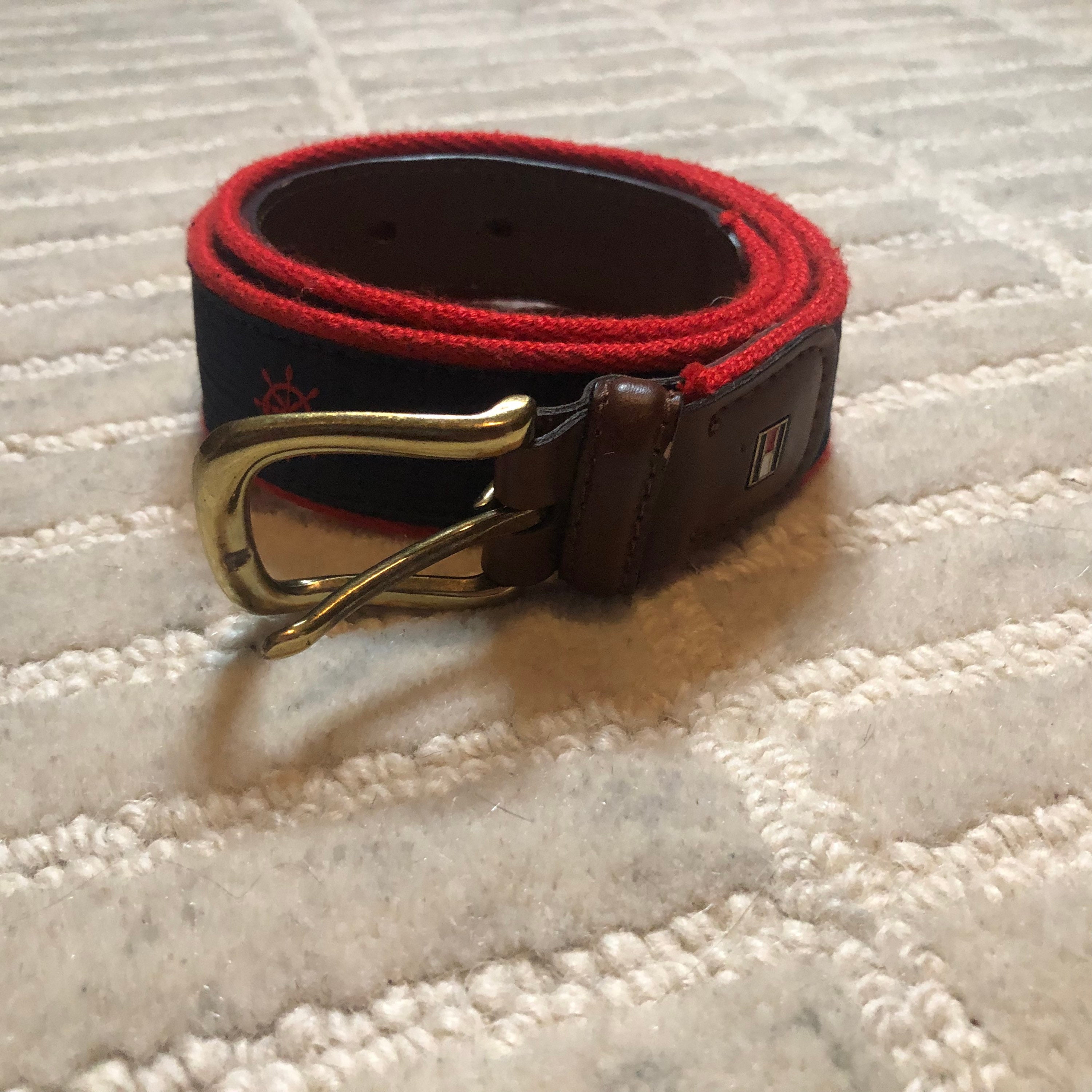 Vintage Y2K Tommy Hilfiger Cream Leather Monogram Belt M Rare Tommy Hilfiger Vintage Tommy Hilfiger Belt Leather Big Logo  main image 4