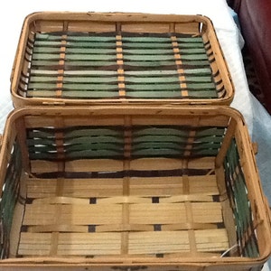 Rare Vintage 1950s JAPAN Bamboo Purse Bamboo Basket Green Brown Tan Brass Hardware image 5