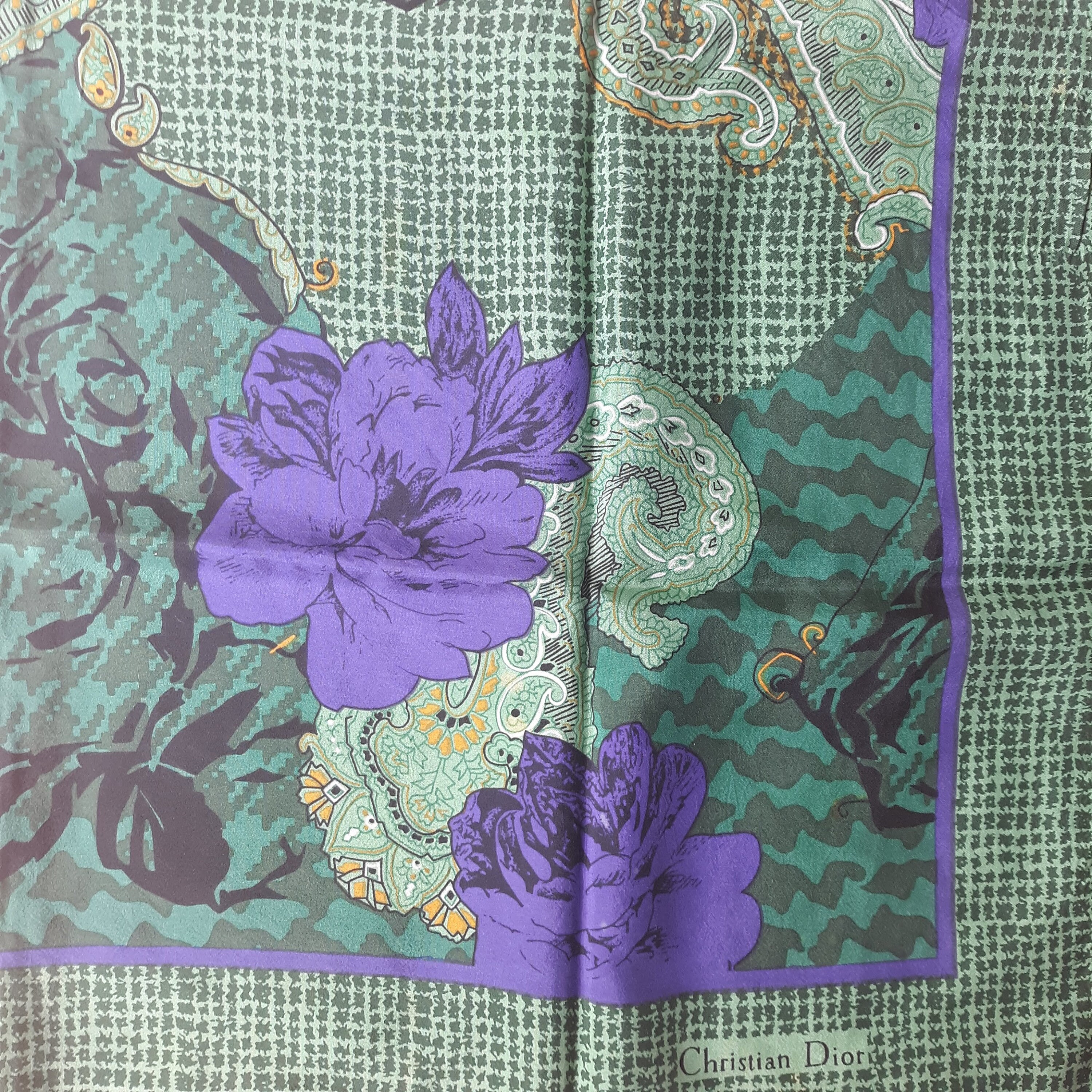 Vintage VTG Christian Dior silk scarf 80s new in box ** RARE