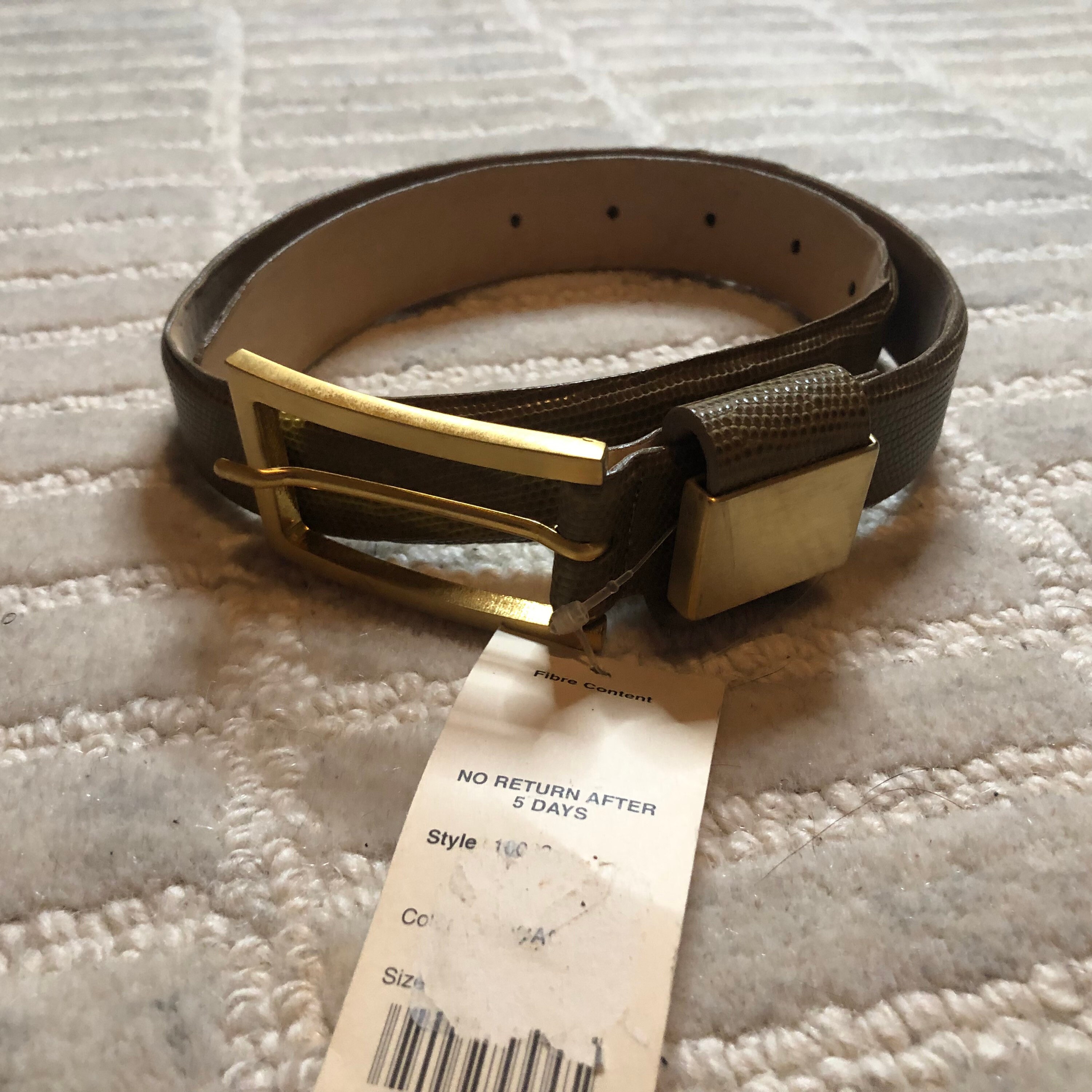 Vtg Carlisle White Snakeskin Textured Leather Belt Gold Buckle Sz M Statement Genuine Snakeskin Belt main image 3