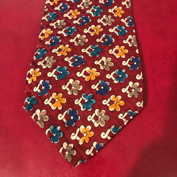 Vintage UNGARO Paris 100% Silk Tie Floral Red Blue Yellow - Etsy