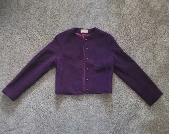 Vintage Women’s Boiled Wool Jacket Strawbridge & Clothier Signature Collection women's purple blazere made in the USA