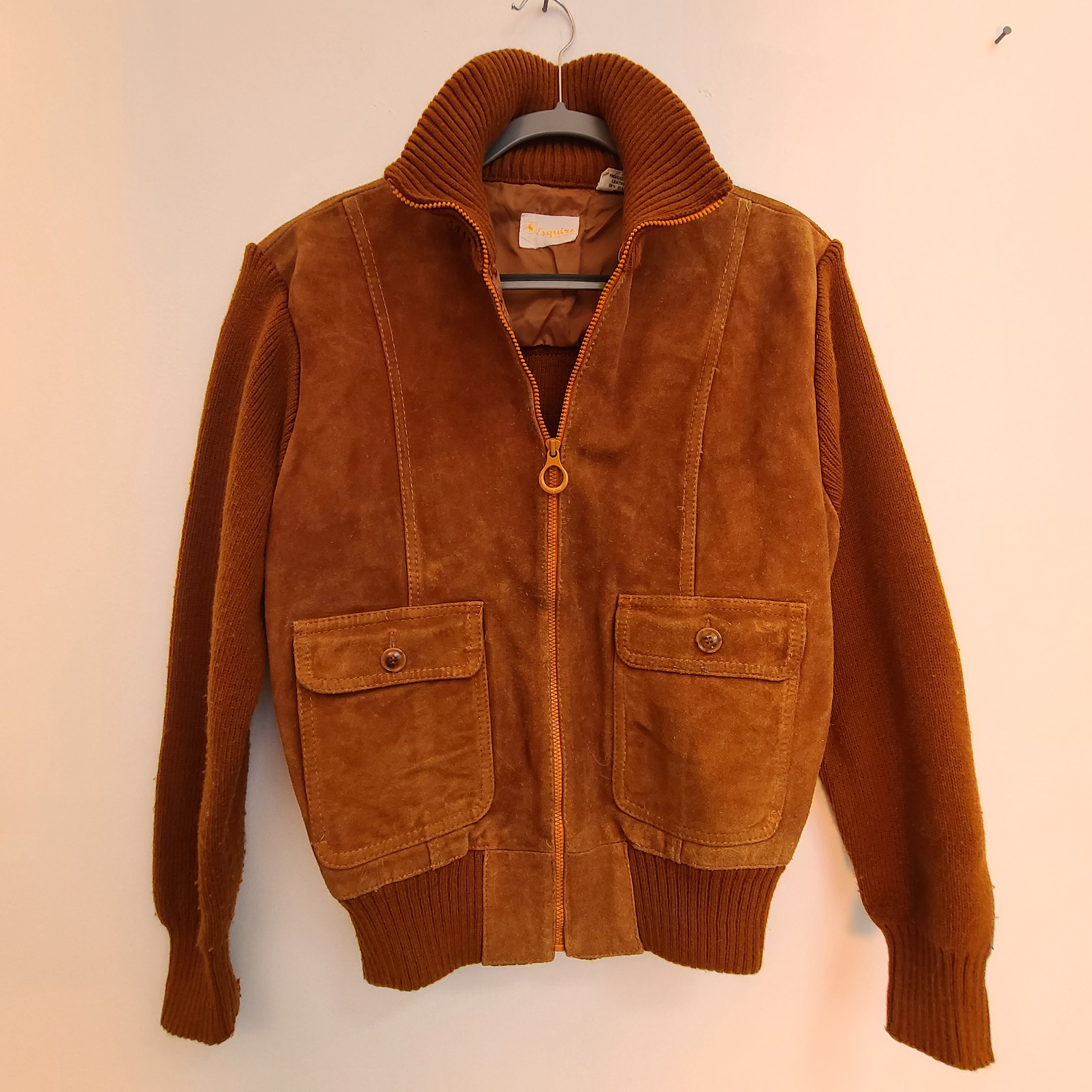 Vintage 80s Womens Mens Unisex Esquire Suede Leather/knit Brown Jacket Fitted Waist/sleeve Zip up Pockets Made in Korea Size XL - Etsy Vintage 80s Womens Mens Unisex Esquire Suede Leather/knit Brown Jacket Fitted Waist/sleeve Zip up Pockets Made in Korea Size XL - Etsy