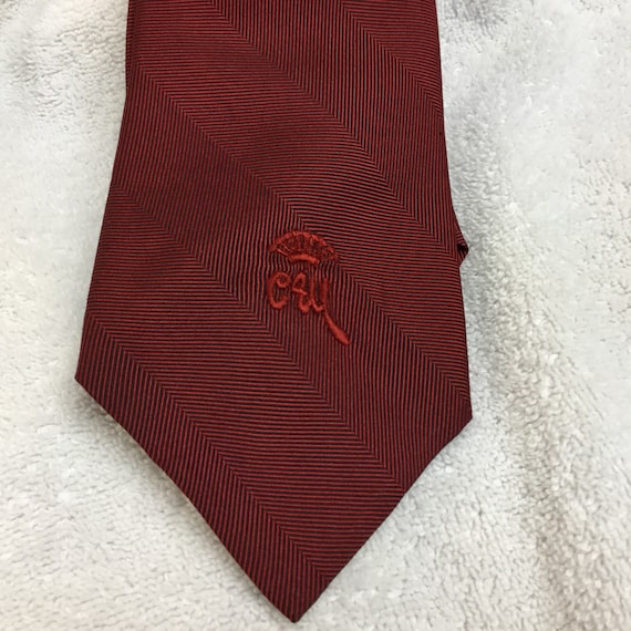Vintage Countess WaraTie Silk Red Diagonal Stripes Jacob Reeds Sons