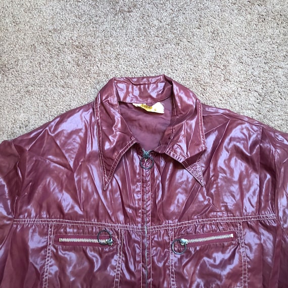 Vintage 70s Campus Outerwear Womans Jacket XL Maroon Korean 
