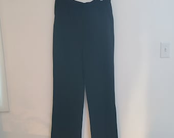 Pantaloni da donna vintage anni '80 SJK St Johns in maglia nera taglia 12 con vita elastica e gamba larga