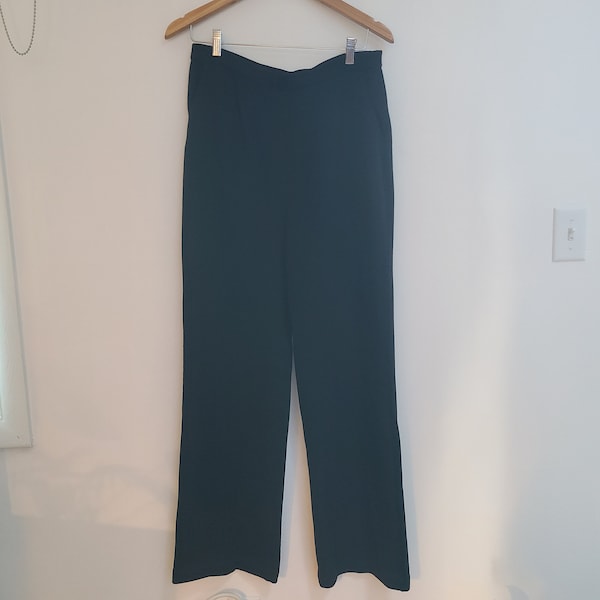 Vintage 80s Women's SJK St Johns Knit Black Knit Pants Size 12 Elasctic Waist Wide Leg
