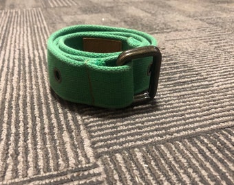 Vintage Abercrombie and Fitch Womans Belt 16 Green Cotton Solid Buckle Rivets