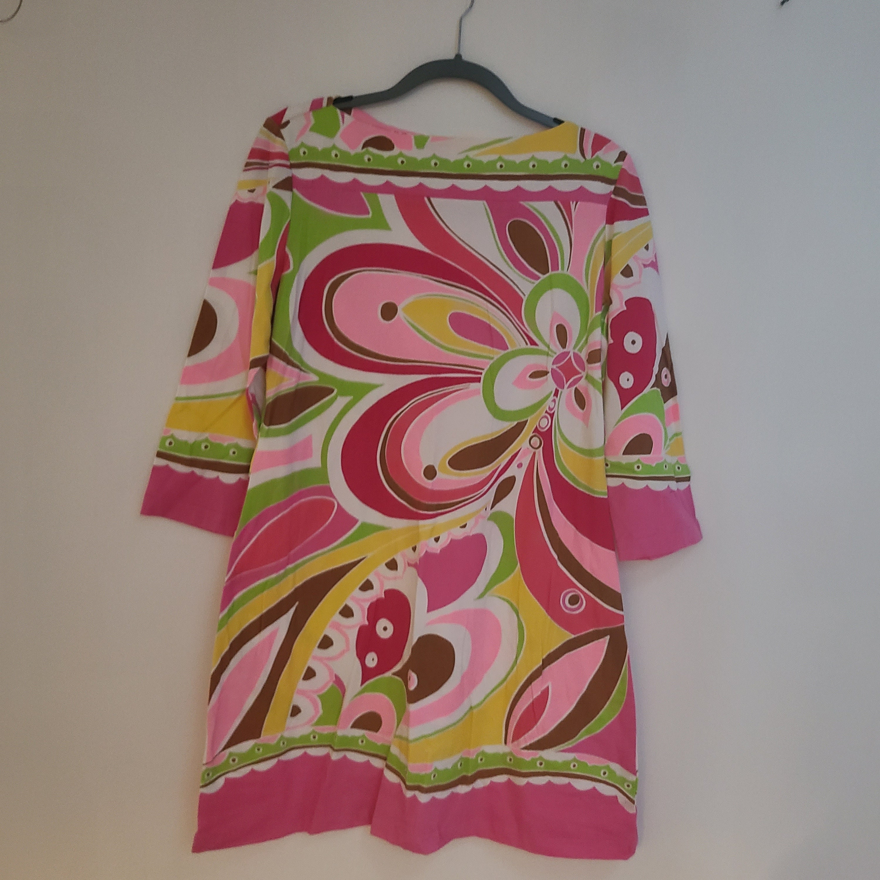 Vintage Women's Barbara Gerwit Dress Size Large 3/4 Length Sleeve Above  Knee Bright Colored Floral Dress Made in Pakistan Cotton/lycra Pink - Etsy