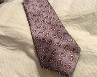 Vintage ETIENNE AIGNER Tie with Graphic Design Blue Silver and Burgandy Red Silk Tie