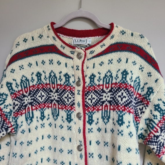 Vintage Women’s L.L. Bean Winter Cardigan Sweater… - image 1
