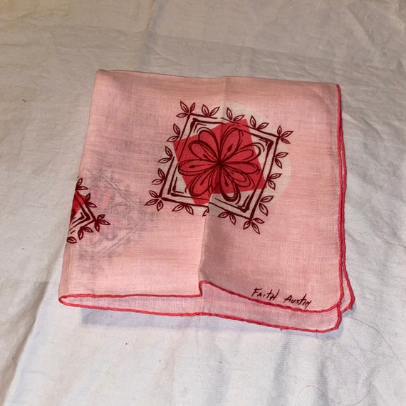 Vintage 50s 60s Faith Austin Handkerchief Hanky Ha