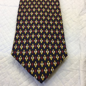 Vintage BROOKS BROTHERS Tie Silk Tie Red, Blue, Yellow, Gray Medallion Design