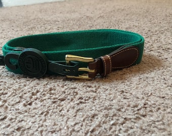 Vintage Dooney & Bourke Green Leather Belt with Gold Buckle Dooney Bourke Leather and Stretch Green Elastic Belt With  main image 4