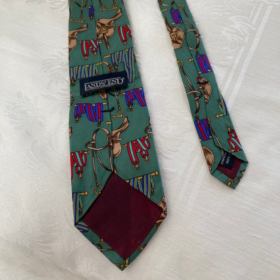 Vintage LAND'S END Tie 100% Silk Horse Tack Tie B… - image 4