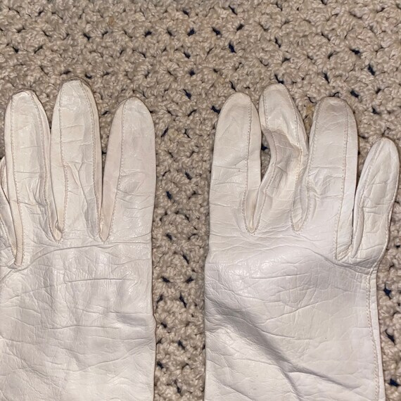 Vintage White leather driving gloves women's Wint… - image 2