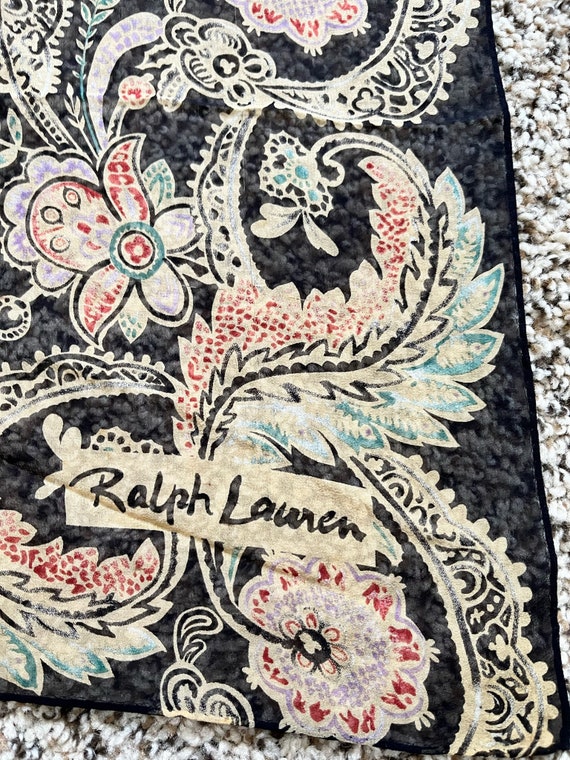 Vintage 80s Ralph Lauren Scarf Square Sheet Large 