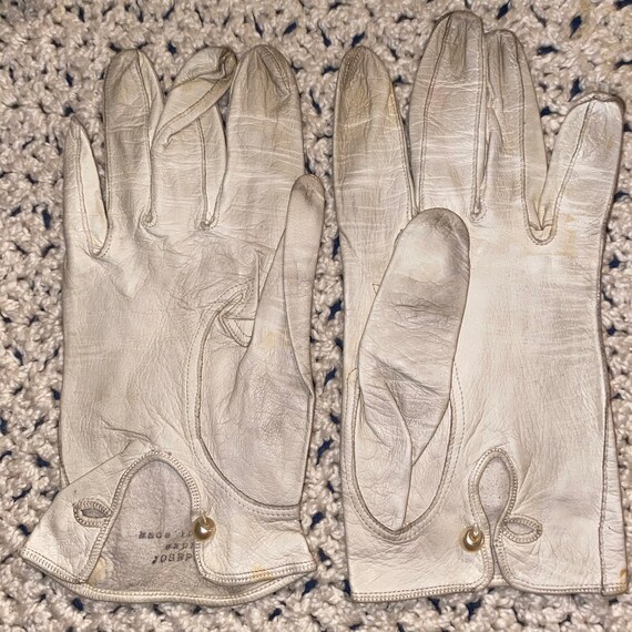 Vintage Joseph Borne Co. Women’s Gloves White Kid… - image 5