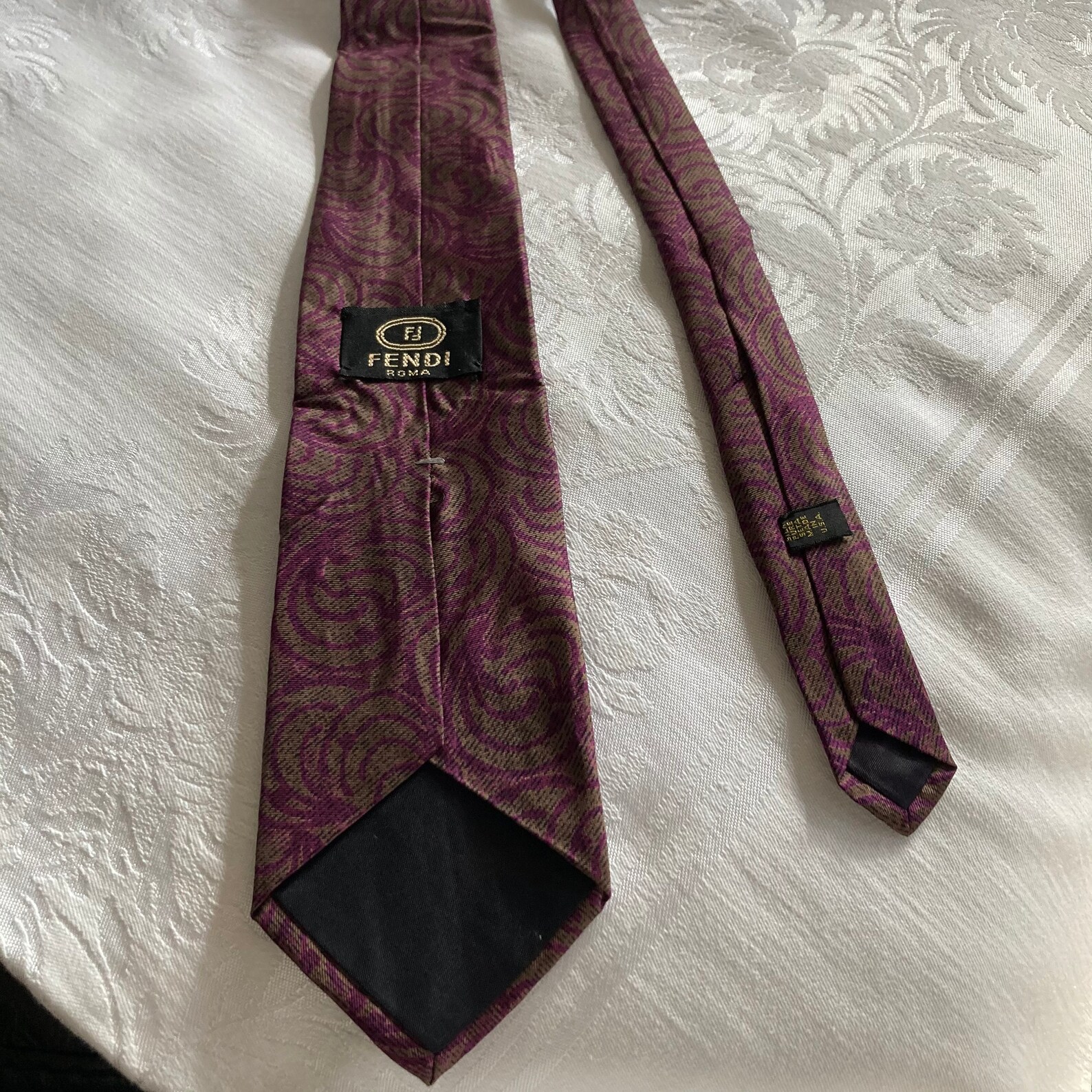 Vintage FENDI Roma Tie 100% Silk Purple Swirl Design USA Italy - Etsy